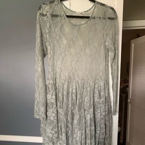 Lace midi dress - large green
